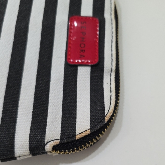 Sephora Make Up Black and White Striped Cosmetic Pouch - Picture 3 of 4